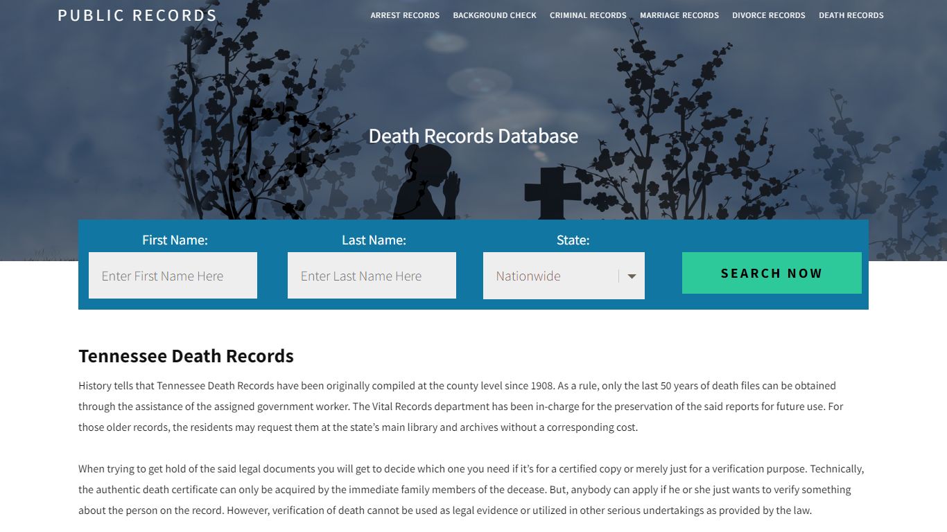 Tennessee Death Records | Enter Name and Search. 14Days Free